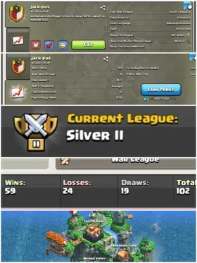 ➤CLAN LEVEL 11 ➤ SILVER LEAGUE 2➤NAME: Jack pus ➤ RARE ENGLISH NAME ➤ CLAN CAPITAL 6 || WIN- 59 | LOSS- 24 ➤LOW PRICE