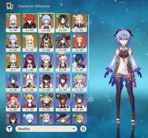 ASIA AR55 | 5 stars*10 | Ganyu+Songonomiya Kokomi+Kamisato Ayato+Cyno+Albedo+Jean+Diluc+Mona+Wolf's Gravestone+Amos' Bow lots of 4* characters and weapons Female endgame account | 38 characters