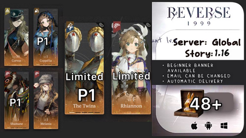 Global | Lv.3 | 6 ☆: P1 The Twins+ Rhiannon+Corvus+P1 Shamane+P1 Coppélia+Melania+48 Unilog  | ST1-16 | Novice Banner Available | #f02