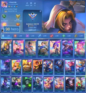 HERO 98 SKIN 150 | EMBLEM ALL MAX| COLECTOR NATALIA| EPIC BANE| EPIC KAGURA| HERO GOOD| SKIN GOOD| INSTAN DELIVERY