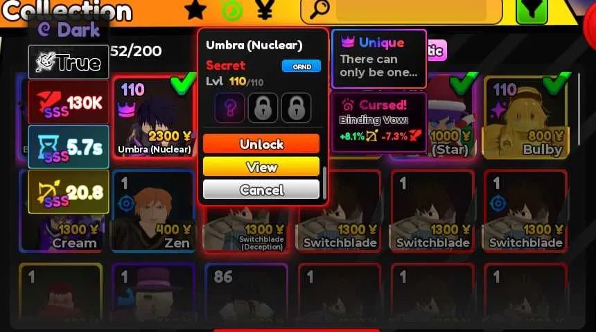 Full SSS 2 unique Guts and Cid I Anime Adventure account