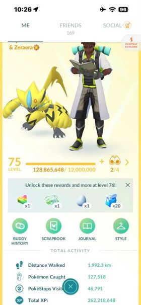 GALARIAN ZAPDOS | 4700 CP IV100 MEWTWO | 823 LEGENDARY | SWORD ZACIAN | SHIELDED ZAMAZENTA | 77 HUNDO | LEVEL 75 | 45 GIGANTAMAX | 5 DYNAMAX | 1 MYTHICAL | 1 YEAR 2016 | 760 SHINY | 83 SHADOW | 353 SPECIAL | 1751 POKÉMON | 260x ULTRA BALL | 1x MASTER    Account Details  Level: 75  Total XP: 262,218,648  Stardust: 24,893,436    Pokémon Storage: 1,751 / 1,775    Item Storage: 1,416 / 1,500   Pokémon Overview  Legendary: 823    Shiny: 760    Can Mega Evolve: 198    Adventure Effect: 140    Special Background: 114    Paldea Region: 108    Perfect (4★ / 100% IV): 77    Location Background: 51    Gigantamax: 45    Mythical: 13    Dynamax: 5   Mewtwo Resources  Mewtwo Candy: 681    Mewtwo Candy XL: 809    Mega Energy X: 34,600    Mega Energy Y: 9,750   Main Items  Golden Razz Berry: 141    Incense: 115    Star Piece: 50    Ultra Ball: 260    Rare Candy XL: 203    Fast TM: 14    Charged TM: 27    Gimmighoul Coins: 971    Master Ball: 1