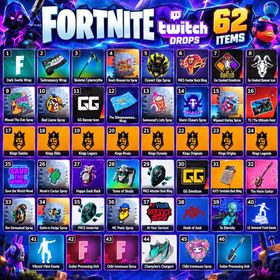 62 Items | Lil' Armored Truck Emote + Vibrant Vibin Emote + Guitar | Fortnite Twitch Drops