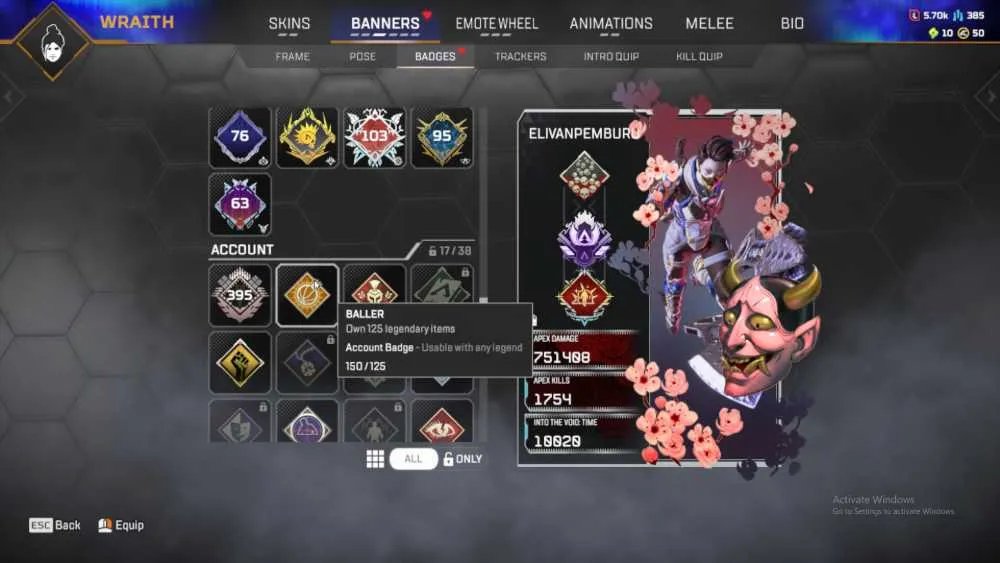 Wraith Rift Skin LVL 395 | HEIRLOOM WRAITH HOPE'S DUSK AND WRAITH PRESTIGE SKIN LVL 2 ...