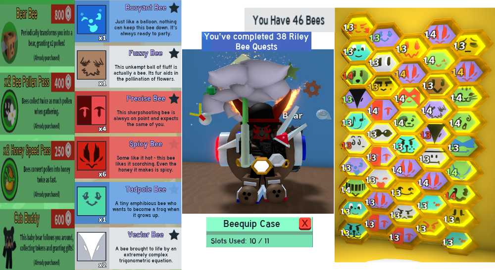 [ SALE ] Bee Swarm Simulator | 46 Bees ( Level 13-14 ) | 13 Mythical