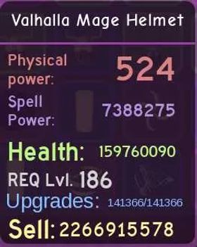 Epic Valhalla Mage Helmet 73 pot || Dungeon Quest Reborn ||