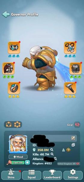 3 - TG 7 | 358M Power | VIP 9 | 1 Truegold | 319k Gems | Total Skin 8 | INSTANT DELIVERY!