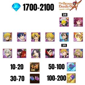 [GLOBAL] 1700-2100 GEMS | ODIN | GAWAIN | NEMESIS MELIODAS | ESCANOR/MERLIN | 12 FEST UR | 30-70 FEST UR/SSR