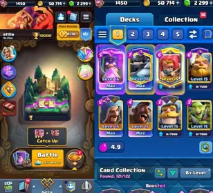 🔥4 MAX CARD 2K GEMS LVL 55|14 1450 CARD LVL👑1000 TROHIE Full ACCESS👑57 EMOTE👑10 EVO👑 5 YEARS🔥