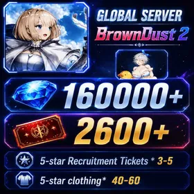 [GLOBAL]160000 Diamonds+Beachside Angel Teresse| Single draw coupon:2600 |Five-star coupons*2 + random 40-80 five-star + 20-50 UR weapons|[Fast delivery]BrownDust 2 Account BDust 2