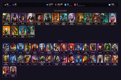 [STARTER]Chaagur+Odin+Rathalos+Alice+Skeletor+Ezio+Adelyn+Skeletor+Vallaryn the Equalizer+Wukong+Lord Fabian+Visix+38Epics