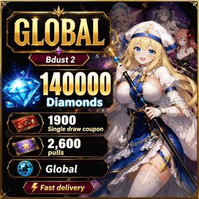Global | 140000 Diamonds, 1900 Single draw coupon, 5★ Draw Ticket*10, 5★ Recruitment Ticket*3, 2,600 pulls, 70-120 UR weapons, Beachside Angel Teresse +5, Dancing Snowflake Yumi, Dark Saintess Liberta +5, Daughter of Starwind High Elf Archer, Daydream Bunny-Murphyia +5, Dream Bride Eclipse +5, Earth Mother Believer Priestess, Esteemed Adventurer Eris, Fist of Conviction Yozakura, Frozen Queen Wilhelmina +5, Gentle Destroyer Yomi, Hedonist Liberta, Kind Ruthlessness Hikage, Noble Flame Ikaruga, Orcbolg Goblin Slayer, Pure White Blessing Refithea, Respected Master Roxy, Stray Cats Rou, Summer Vacation Dalvi +5, Supreme God Archbishop Sword Maiden, Water Park Queen Wilhelmina, random 70-100 five-star clothing