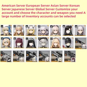 American Server European Server Asian Server Korean Server Japanese Server Global Server Customize your account and choose the character and weapon you need A large number of inventory accounts can be selected|GIRLS FRONTLINE 2: EXILIUM