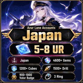 Japan | 4600+ Gems, 5-8 UR, 1200+ Cubes, 1500+ Drill, 900-1000 Valor Badge, 3 Ring, 21-40 random SSR | Ready Stock