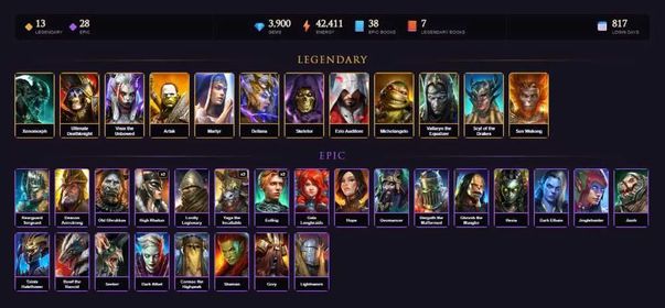 [STARTER]Martyr+Geomancer+Dorothy Gale+Xenomorph+Deathknight+Visix+Artak+Deliana+Skeletor+Ezio+Michelangelo+27Epics