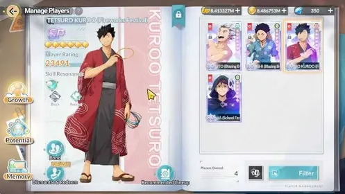 SEA|Lv55|4 SP (Kuroo,Oikawa,Akaashi,Bokuto)+Memo|4 UR (SakusaR2+MemoASC 2,Komori,Osamu,Atsumu,Komori)+Memo|5 SSR|Google|HFH1068