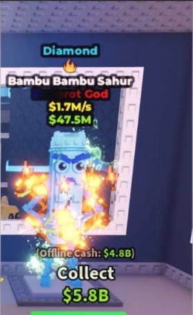 Diamond Bambu Bambu Sahur - 1.7M/s - Brainrot God - Fire / Fast delivery!