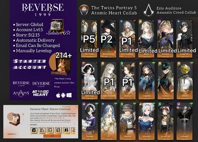 Global | Lv.5 | 6 ☆: 214 Unilog+P5 The Twins+P1 Ezio Auditore+Nautika+Beryl+Liang Yue+Anjo Nala+P1 Lorentz+10x6☆+Selector 6☆  | 2.15 | #rv027