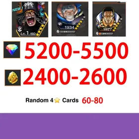 Global|IOS/Only|5200-5500RD|2400-2600GF|The Four Emperors Marshall D. Teach+Monkey.D.Kapu+Borsalino+60-80 random hero|100% Safe Account|