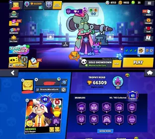 ⚡ PREMIUM⚡ 66K TROPHY 🏆 98 BRAWLERS 🌀 TOTAL 60 MAX🌟57  HYPERCHARGE 👀 336 SKINS ‼️ WITH FREE CR AND COC 🔥 FULLY SAFE AND SECURED 🔐 INSTANT DELIVERY 🚚