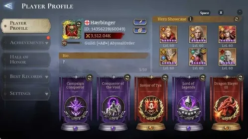 Global |Power 3,51M|5 Lord:Rivenhald,Praetus,Etc|35 Legend:Van HelsingA2,DraculeaA1,Etc|Dragon:Ajx|Nightmare IV|TakeMail WOR021B