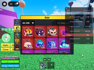 ID 631:Level 2800+God+ Tiger Gas Dough T-rex Mammoth Shadow Inven|Unverified Account|Auto Delivery|Blox Fruits
