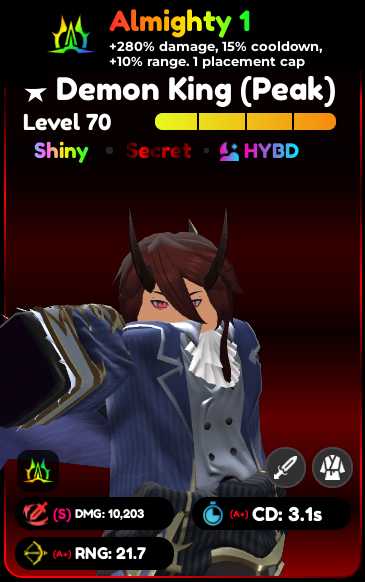 Almighty Shiny Demon King (Peak) Evolved Lvl.70 S A+ A+ Secret Diablo ...