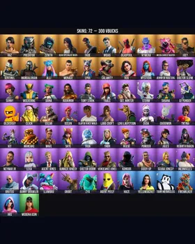 72 Skins Lara Croft ⭐️ Deadpool ⭐️ Meowscles ⭐️ Midas ⭐️ Skye ⭐️ Mecha Cuddle Master ⭐️ Rebirth Raven ⭐️ Tony Stark ⭐️ Jennifer Walters ⭐️ Slayer Juice WRLD ⭐️ Doctor Slone ⭐️ Mystique ⭐️ Mandalorian ⭐️ Fable ⭐️ Groot ⭐️ Kondor ⭐️ Trog ⭐️ m9210811051