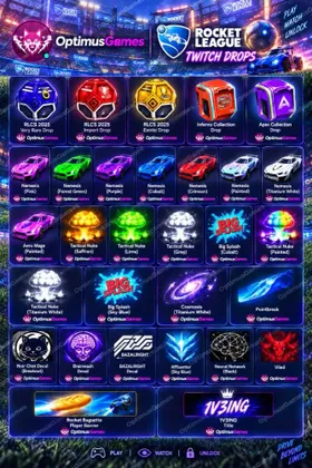 TWITCH DROPS (90) ITEMS | 52 STACK CASES RLCS 2025 + BODIES / EXPLOSIONS / DECALS