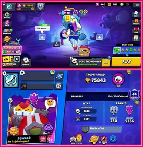 ♨️[#19 High Tier] 75K Trophies🏆[72 hyper +28 Max Brawlers]🔥43 Buffies💎288 Skins✨[Chk Pics+Description]🚚Instant Fresh Mail Delivery🛡️Secure Account.