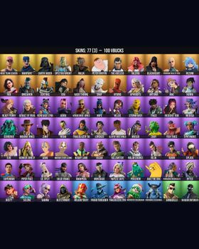 77 Skins Helsie ⭐️ Korra ⭐️ Cerberus ⭐️ Jake the Dog ⭐️ SHADOW Enforcer ⭐️ Purradise Meowscles ⭐️ The Ageless ⭐️ Slayer Juice WRLD ⭐️ Warpaint ⭐️ Darth Vader ⭐️ Rox ⭐️ Rose Team Leader ⭐️ Blackheart ⭐️ Hybrid ⭐️ Bunker Jonesy ⭐️ Sentinel m9604209966