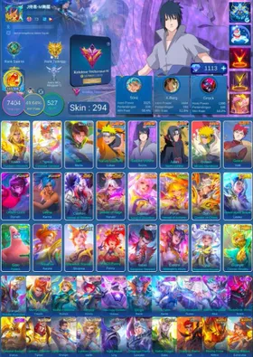 GLOBAL SERVER | EXALT COLLECTOR IV | 294 SKIN | EX GLORY 72 | 1 AOT, 5 NARUTO, 2 KOF, 2 VESSEL, ODET VALENT, FLORYM SEASON, SUN STAR, PATRICK, 3 COVENANT, 1 PRIME, ETC + 1.1K DIAMOND | FULL ACCESS EMAIL