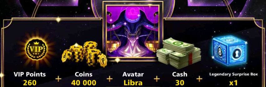 Libra Avatar + 30 Cash + 1 Legendary Box + VIP Points - In Your Account