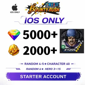 Global[IOS/Only][5000-5200RD][1700-2000 GF]+[4★ Kuzan] +60-70+ Random 4-5 Star Characters+Random 6 Star Character 3-15[Fast delivery][Beginner Account]|ONE PIECE Bounty Rush