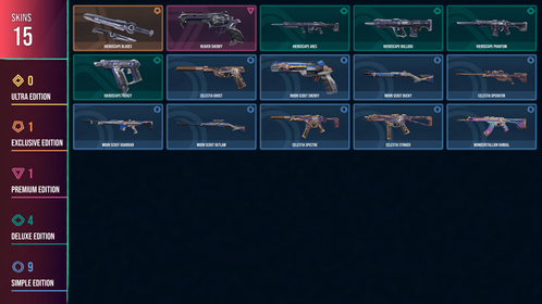 🥑 EU 🥑 1 KNIFE 🥑 15 SKINS 🥑 VALUE: 2650 VP 🥑 Hieroscape Blades 🥑 Reaver Sheriff 🥑 Hieroscape Frenzy 🥑 Hieroscape Bulldog 🥑 Hieroscape Phantom 🥑 Hieroscape Ares 🥑 Moon Scout Bucky 🥑 Celestia Ghost 🥑 Moon Scout Sheriff 🥑 Wonderstallion Vandal 🥑 Celestia Operator 🥑 Moon Scout Guardian 🥑 Moon Scout Outlaw 🥑 Celestia Spectre 🥑 Celestia Stinger 🥑 RANKED READY 🥑 41 LEVEL 🥑 INSTANT DELIVERY 🥑 FULL ACCESS 🥑 FKqIV 🥑