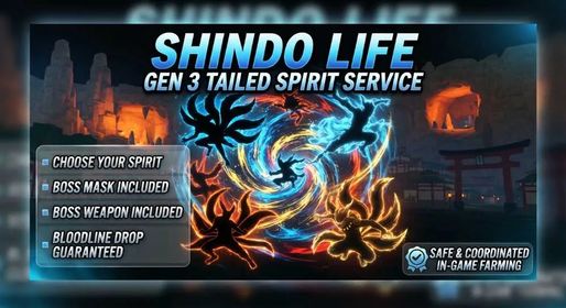 [CUSTOM] Shindo Life Gen 3 Boss Farm – Full Set (Gen 3 + Mask + Weapon + Bloodline)