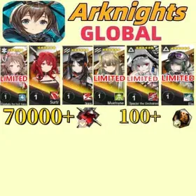 Global EN|70000+synthetic jade+100+origin stone or Single number 170 draws+Eyjafjalla the Hvít Aska or  Surtr  or  Ines or Muelsyse or Specter the Unchained or Ela One of them /Some chapters passed [Android/IOS] Arknights