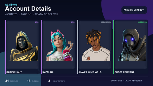 Fortnite | 4 Skins | 194 Level | Full Access