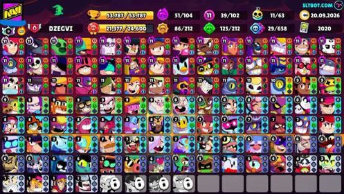 53K Trophies LVL88 | 102/107 Brawlers | 39 Max Brawlers - 29 Hypercharges | 274 Skins | 655 Pins | 438 Icons | 226 Sprays