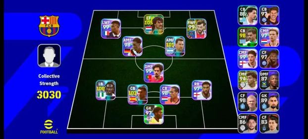 3030+ Team 🔥 Gullit 107 🔥 Messi 101 🔥 Karva 100 🔥 Van Dijik 99 🔥 Mbappe 100 🔥 Jamal 99 🔥 Lopaz 102 🔥 Only Konami ✅