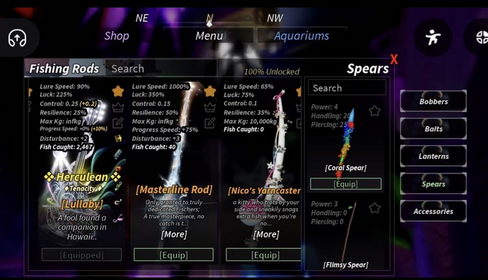 Account 100% Rods have Masterline Rod, Lullaby Rod , Plaguereaver, Deadmas rod, Fabulous. etc