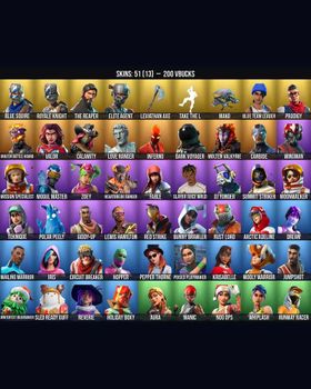 51 Skins Leviathan Axe ⭐️ Blue Squire ⭐️ Royale Knight ⭐️ The Reaper ⭐️ Elite Agent ⭐️ Mako ⭐️ Take The L ⭐️ Aura ⭐️ Poised Playmaker ⭐️ Dream ⭐️ Blue Team Leader ⭐️ Slayer Juice WRLD ⭐️ Harley Hitter ⭐️ Fable ⭐️ Carbide ⭐️ Dark Voyager ⭐ m9472182137