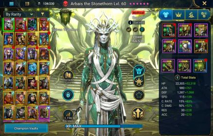 Lv 55|2M PWR|2 Mythic(Androc,Arbais)+25 Legend(Ninja,Xeno,Ragash,Wukong,Etc)|2 key NM Demon,Hydra Normal 1key|Plarium|RSL1779