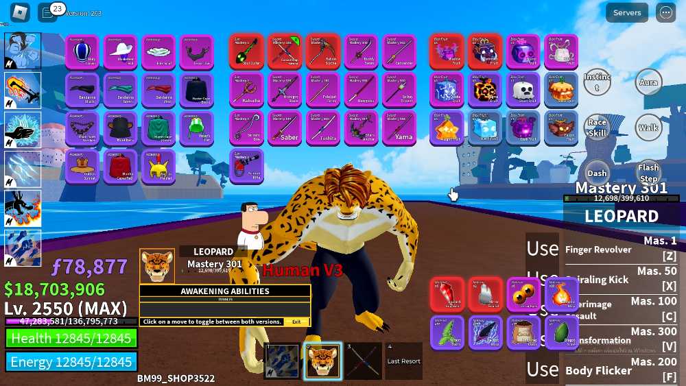 Blox Fruit Account Lv:2550Max | Full Awaken Leopard | GodHuman | Cursed ...