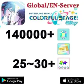 DCL6【GLOBAL】 140000+ Gems]+25~30 random 4-star characters / Project Sekai Colorful Stage ft. Hatsune Miku PJSekai]/Android/iOS interworking