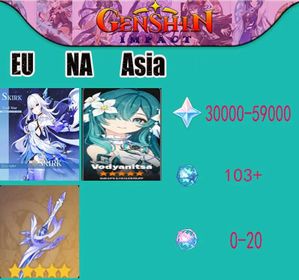 NA|AR55|Skirk+Sign|Vodyanitsa|Diluc|41061+ Primogems|108+Acquaint Fate|3+Intertwined Fate|#gtj See description for details