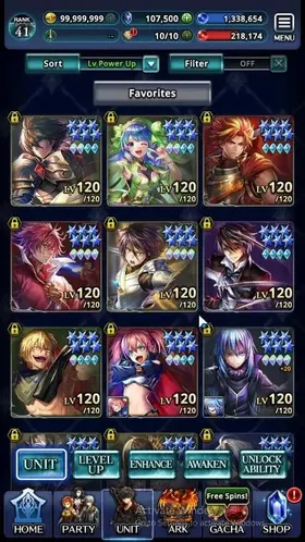 GLOBAL|Rank 41|Full Collab Brave Frontier & Tensura ETC|107k Cryst|15k Crimson Ore|16 TopUnit|12UR,4LR,79SSR Ark|CodeOnly|LC1558