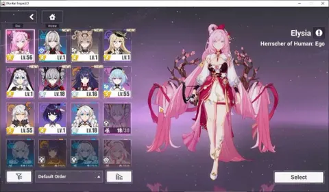 SEA|Lv 56|Elysia Herrscher of Human Ego 3/4,Kiana HeVo 1/4,Selee SP 1/4,Pardofelis RC,etc|2,1K DM|1 AOps+1 ELFs|Take Mail|HI942