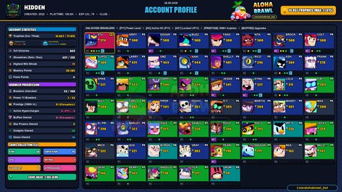 GEMS SPENT 3905 | 16.9K Trophy | 55 SKINS | GODZILLA BUZZ💙SQUAD BUSTER SHELLY💙HACKER BROCK💙SUPER RANGER BROCK RED💙SUPER RANGER BROCK BLUE💙DYNASTY MIKE💙OMEGA BOX DARRYL💙BYRON THE WHITE💙PSG SHELLY | 53 Brawler | FULL ACCESS | IOS/ANDROID