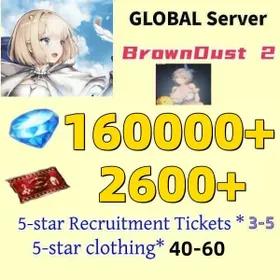 [GLOBAL]160000 Diamonds+Beachside Angel Teresse| Single draw coupon:2600 |Five-star coupons*2 + random 40-80 five-star + 20-50 UR weapons|[Fast delivery]BrownDust 2 Account BDust 2